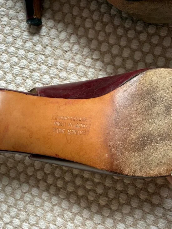 Salvatore Ferragamo | Vintage Burgundy Brown Slingback Heels - Picture 12 of 13